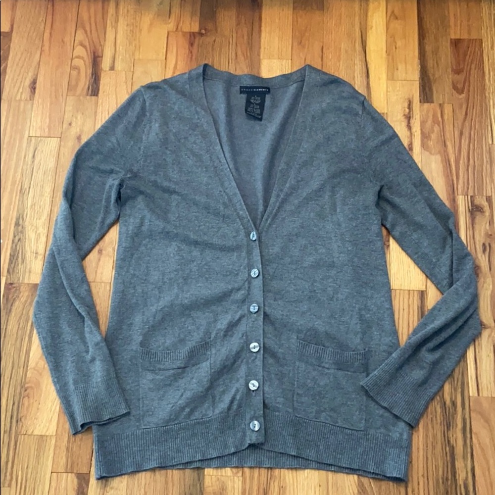 Gray cardigan sweater